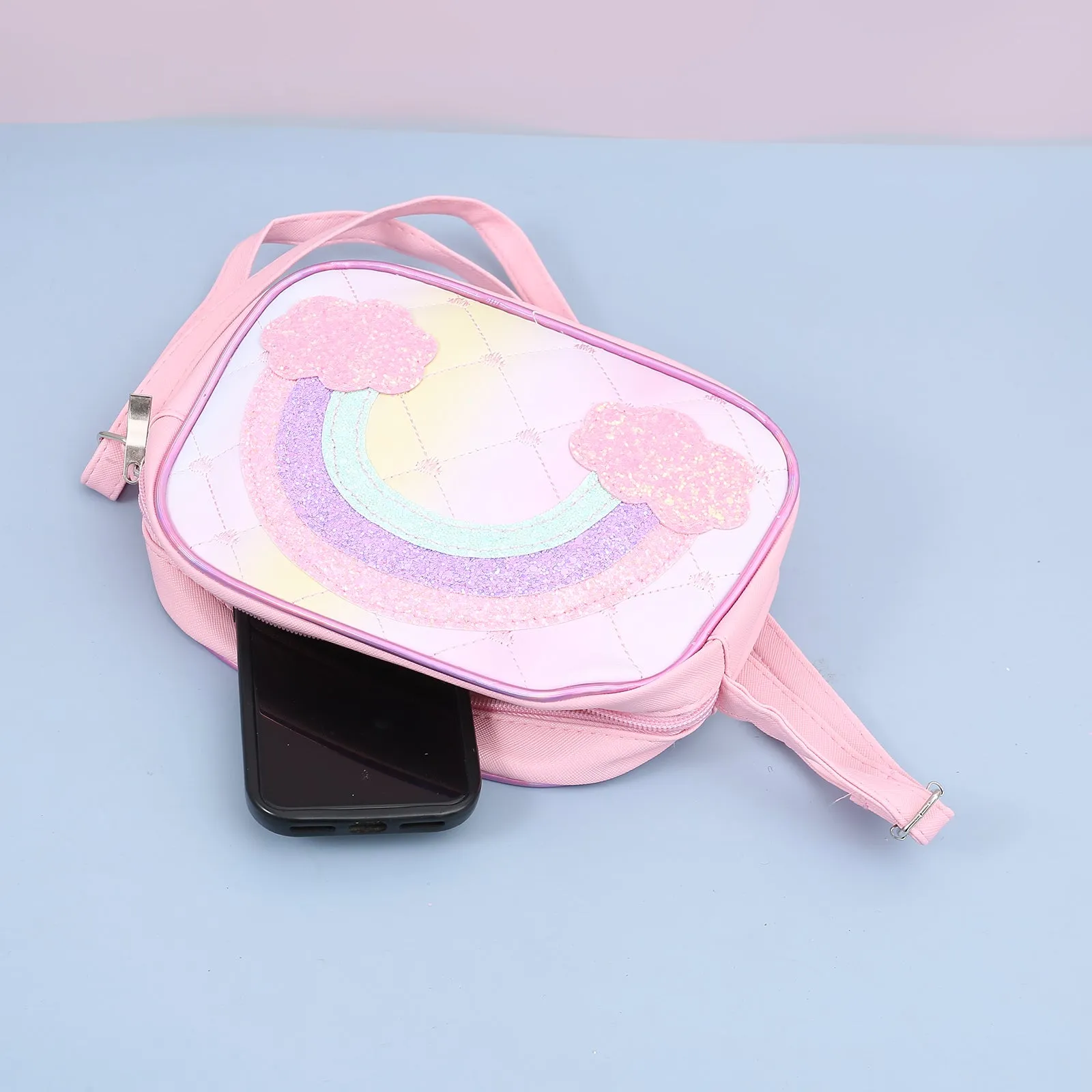 Stylish Glittery Rainbow Side Sling Bag