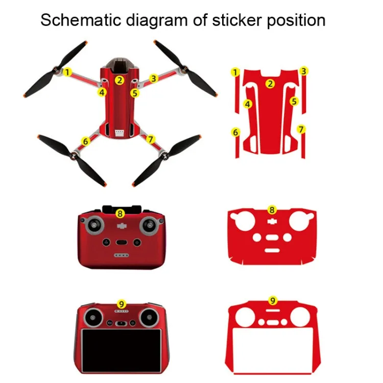 Sunnylife Drone Remote Control Protective Sticker For DJI Mini 3 Pro RC Version(Shark Red)