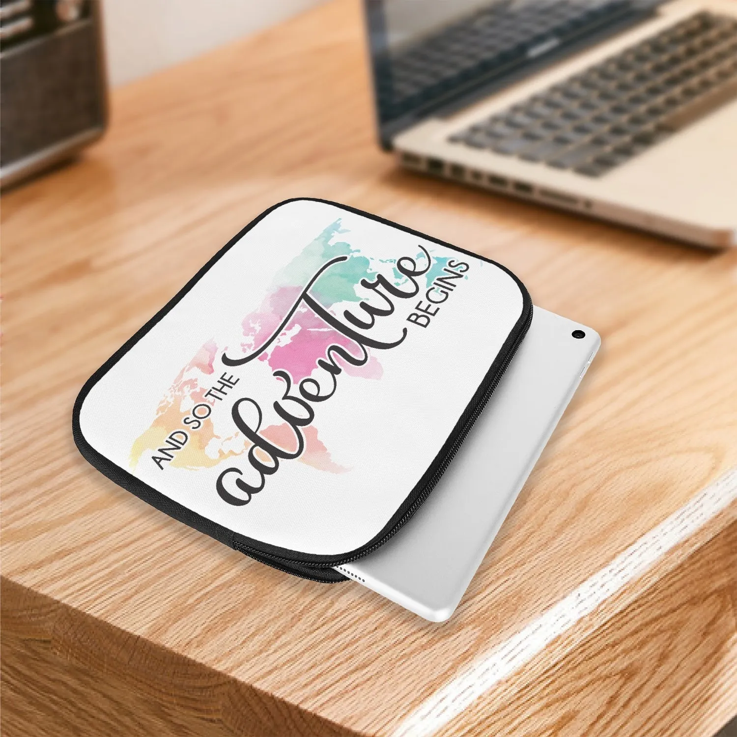 Tablet Sleeve  - Travel, and so the adventure begins, awd-635