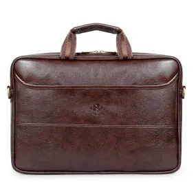 THE CLOWNFISH Divine Faux Leather 15.6 inch Laptop Messenger Bag Briefcase (Dark Brown)