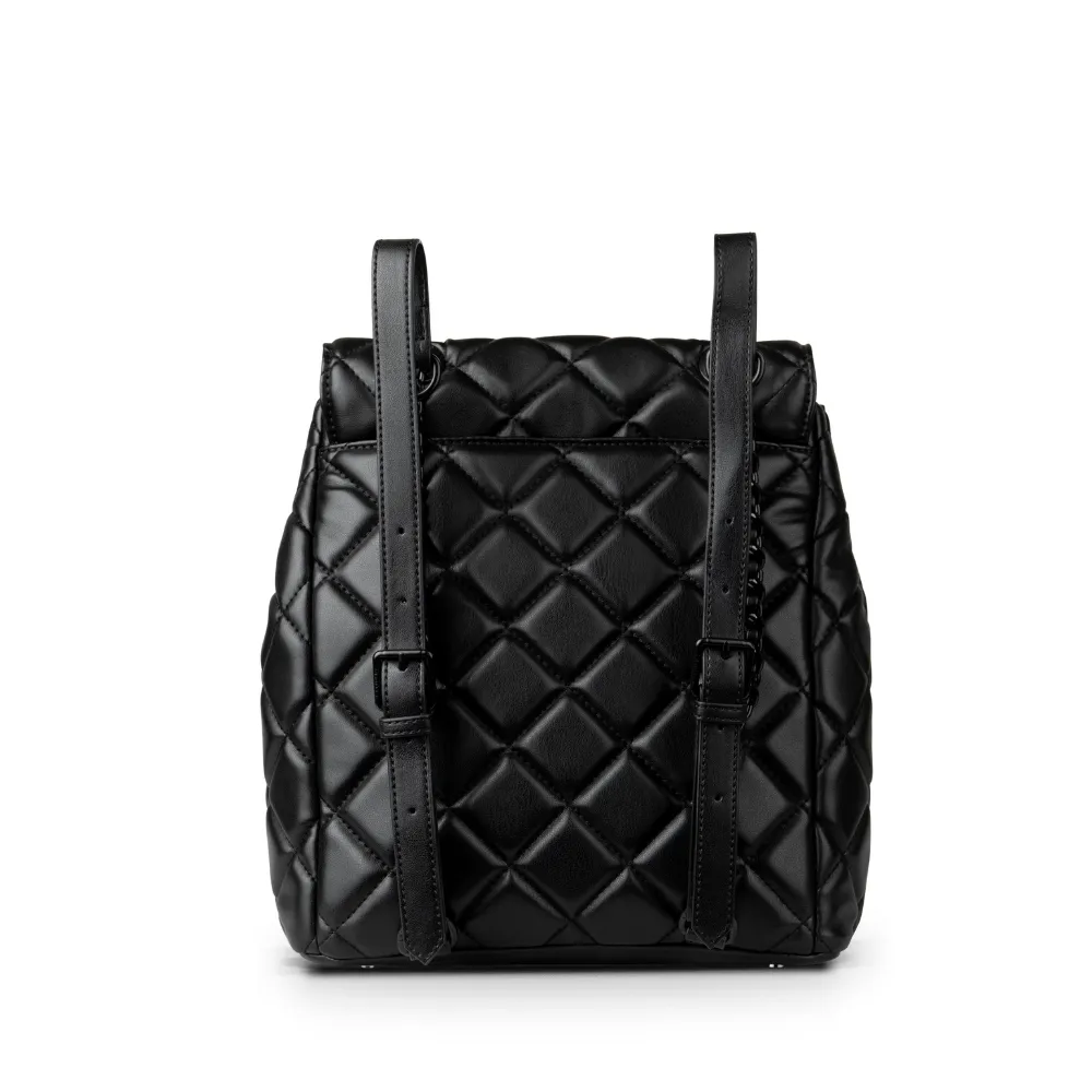 The Sadie - Black Vegan Leather Quilted 2-in-1 Backpack