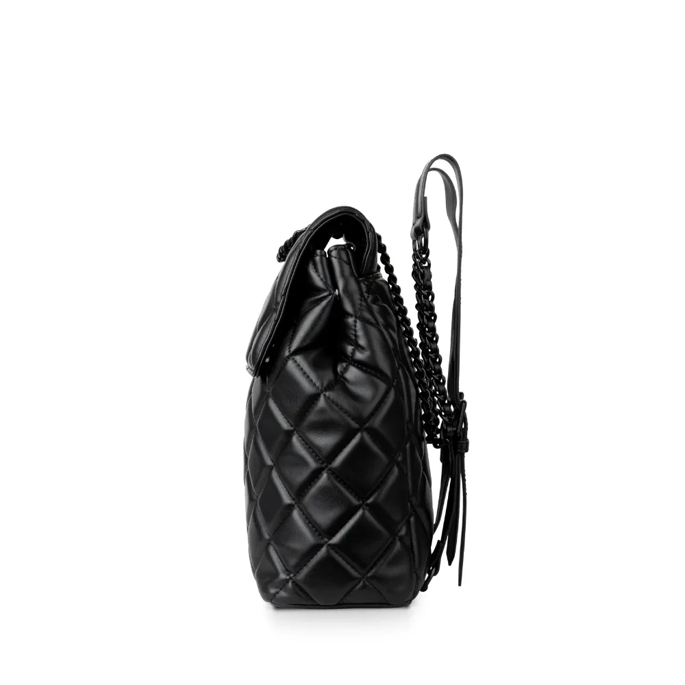 The Sadie - Black Vegan Leather Quilted 2-in-1 Backpack