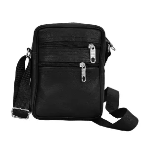 Travel Leather Shoulder Bag Zacki Black