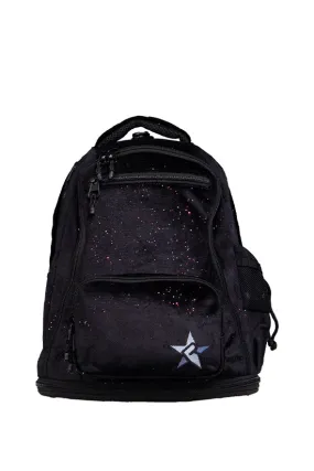 Velvet in Black Galaxy Sparkle Rebel Baby Dream Bag with Black Zipper