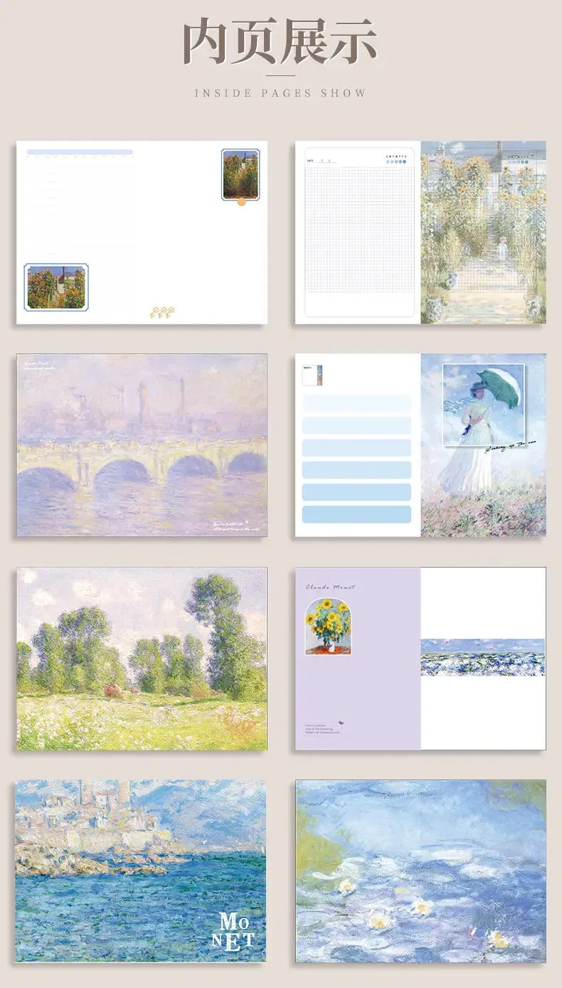 Vintage Beautiful Classic Design Monet Oil Painting Notebook