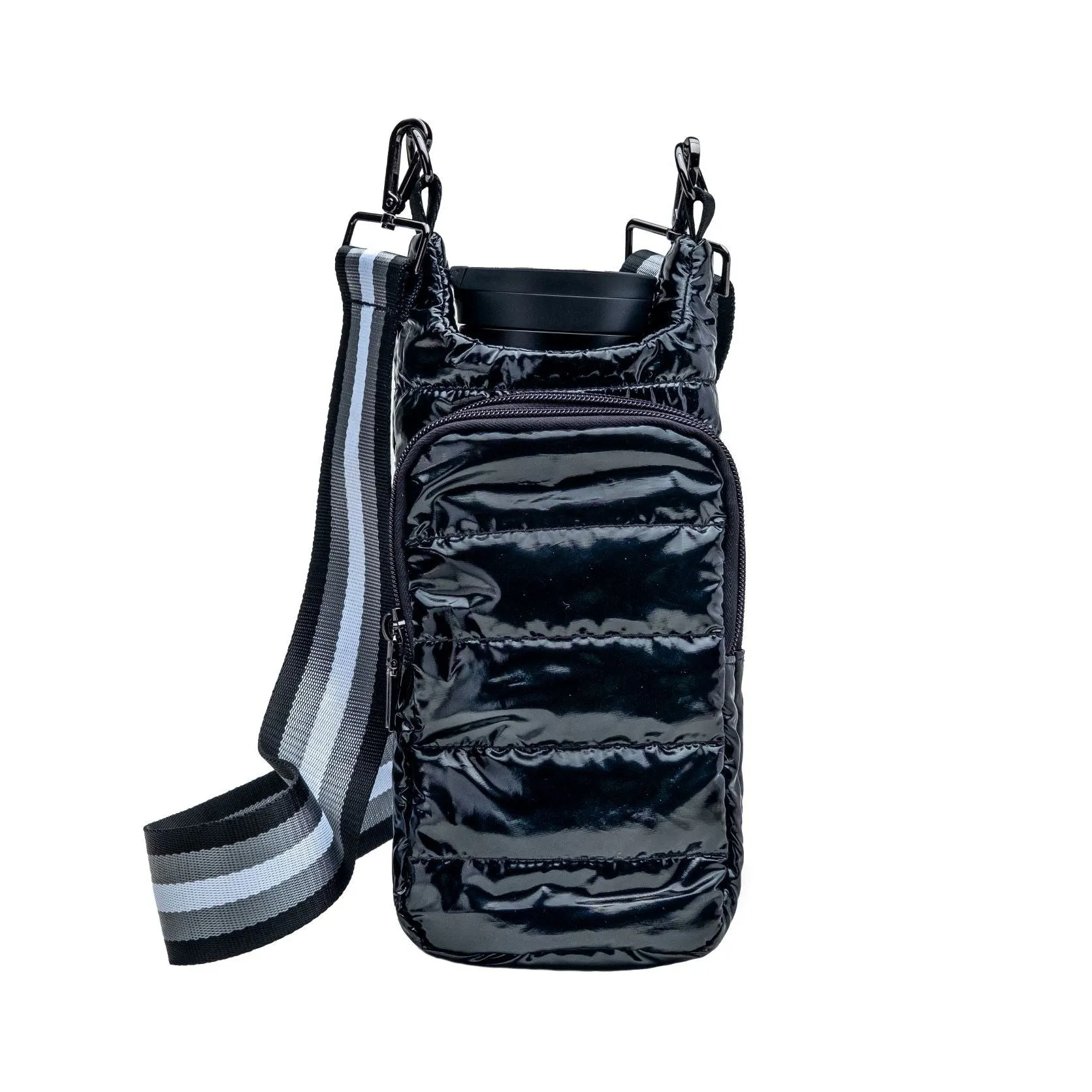 WanderFull HydroBag Black Patent Crossbody Bag with Strap