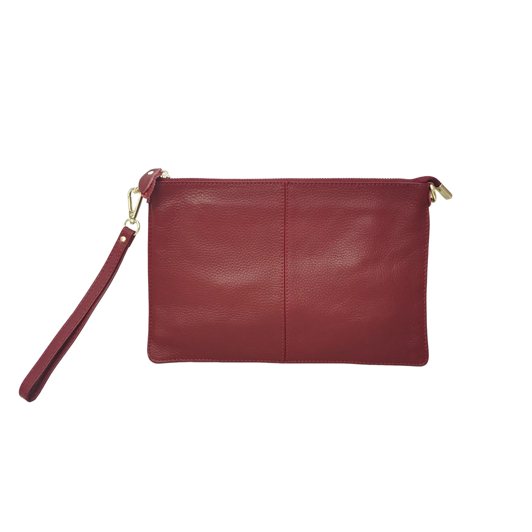 Women's genuine cowhide leather hand clutch with sling