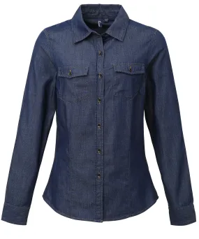 Womens jeans stitch denim shirt | Indigo Denim