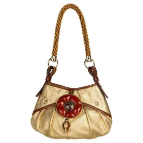 YVES SAINT LAURENT Tom Ford Vintage Gold Leather Coral Shell Rope Shoulder Bag